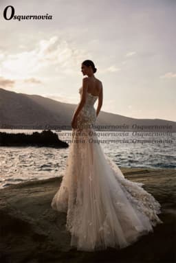 Osquernovia Charming 3D Flowers Wedding Dresses for Women Lace Appliques V-Neck Mermaid Bridal Gown Vestido De Noiva Customised