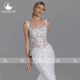 Aedmgh Mermaid Sexy Wedding Dresses Boat Neck Sleeveless Tulle Vestido De Novia Lace Appliques Glamorous Custom Made Bridal Gown
