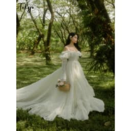 Tokyo Customized Cathedral Train Ball Gown Prom Dress Lace Applique vestidos de noche Tiered Ruffle Long Sleeve Evening Dresses