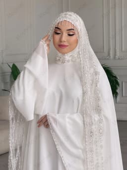 Muslim Weddings Dresses Hijab High Neck Long Flare Sleeve Chiffon Bride Dress Appliques Beaded A Line Bridal Gown Customized