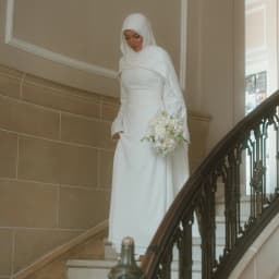 Modest Wedding Dresses Muslim Hijab High Neck Long Sleeve Civil Bride Dress Pearl Trimmed Cloak White Bridal Gown Customized