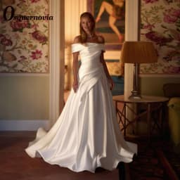 Osquernovia Stylish Strapless Wedding Dresses A-line Off the Shoulder Satin Ruched Bridal Dress Vestidos De Novia Customised