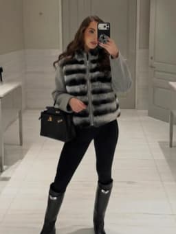 Patchwork Faux Fur Cardigan Women's Stand Collar Zipper Long Sleeve Fluffy Coat High Street Fashion Autumn Winter 2026 Sweater