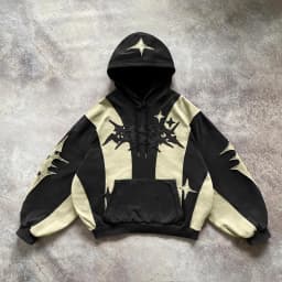 Fashion Color Matching Creative Pattern Patchwork American Harajuku Pullover 2000s Street Rock Vitality Long Sleeve Loose Hoodie