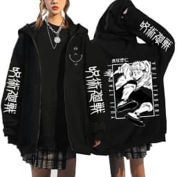 Jujutsu Kaisen Zip Up Hoodies Gojo Satoru Gothic Zippper Jackets Japanese Anime Y2k Sweatshirts Yuji Itadori Harajuku Streetwear