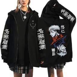 Jujutsu Kaisen Zip Up Hoodies Gojo Satoru Gothic Zippper Jackets Japanese Anime Y2k Sweatshirts Yuji Itadori Harajuku Streetwear