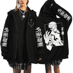 Jujutsu Kaisen Zip Up Hoodies Gojo Satoru Gothic Zippper Jackets Japanese Anime Y2k Sweatshirts Yuji Itadori Harajuku Streetwear