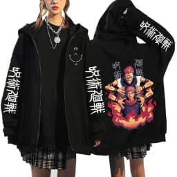 Jujutsu Kaisen Zip Up Hoodies Gojo Satoru Gothic Zippper Jackets Japanese Anime Y2k Sweatshirts Yuji Itadori Harajuku Streetwear