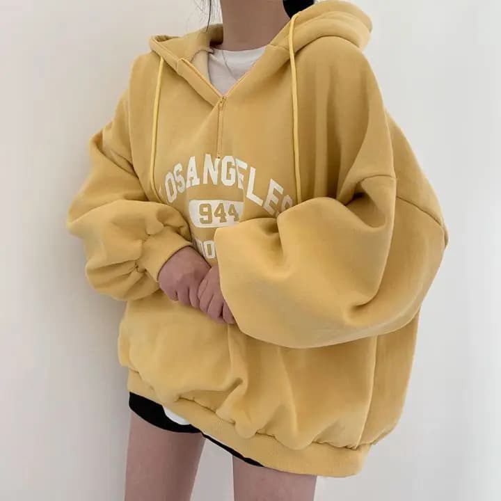 Women's Zipper Hoodie Sweatshirt Thickened Fleece Autumn Winter Outerwear Loose plus Size Korean Style Fashionable Streetwear