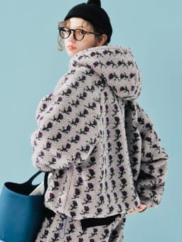 imakokoni Floral Printed Plush Lamb Wool Warm Hoodie Top Women's Hoodies Sweatshirts Female Clothing for Women