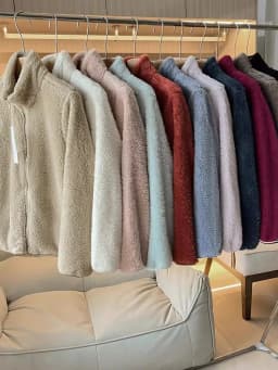 Autumn Winter Women's Long Velvet Fleece Jacket Stand Collar Warm Sleeve Zipper Cardigan Polyester Fiber Standard Fit Ladies ...