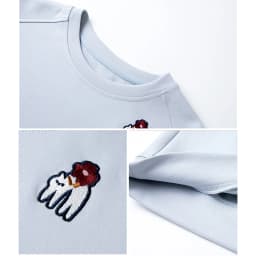 VIMLY Funny Graphic Sweatshirt 2026 Woman Blue Cat and Dog Embroidery Spring Autumn Casual Crew Neck Tops Female Clothes A0779