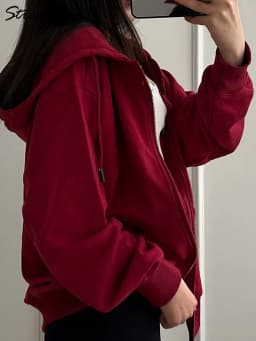 Hoodies Oversized Zip Up Sweatshirt Women White Cotton Fall Sweatshirt With Hood Zipper Gray Hooded Sweatshirts Zip Coat Women