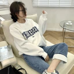 Afashion Women's Loose Fit Thin American Style Hoodie Spring Autumn Trendy Hiphop High Street Casual Long Sleeve round Neck Prin