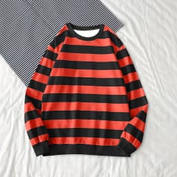 Women's Long-Sleeve Striped Sweatshirt Casual Crewneck Oversized Pullover Harajuku Loose Fit Stripe Fall Street Sweatshirt Top