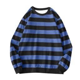 Women's Long-Sleeve Striped Sweatshirt Casual Crewneck Oversized Pullover Harajuku Loose Fit Stripe Fall Street Sweatshirt Top