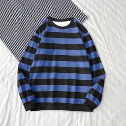 Women's Long-Sleeve Striped Sweatshirt Casual Crewneck Oversized Pullover Harajuku Loose Fit Stripe Fall Street Sweatshirt Top