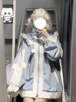 Japanese Ruffle Zip Sweatshirts Women Sweet Preppy Loose Patchwork Lolita Coats Spring Fall Cute Long Sleeve Harajuku Chic Tops