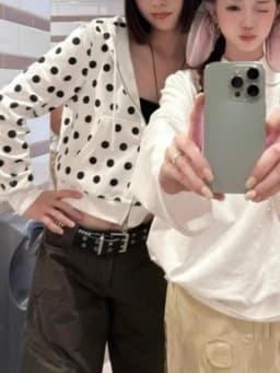 Spring Women Polka Dot Printing Casual Sweatshirts Y2k Aesthetic Grunge Pocket Hoodies Harajuku Vintage Cropped Hooded Hoody