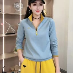 2025 Autumn Fashion Casual Zipper Personality Long Sleeve Women's Sweatshirt Top Polyester Fiber 100% New Style Sweatshirt