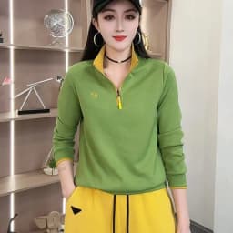 2025 Autumn Fashion Casual Zipper Personality Long Sleeve Women's Sweatshirt Top Polyester Fiber 100% New Style Sweatshirt