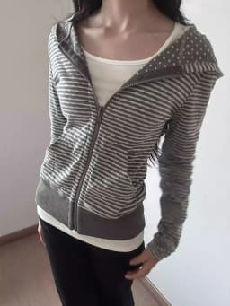 Slim Fit American Style Hooded Cardigan Sweatshirt Women's Short Thin Autumn New Fashion Versatile Open Cardigan Striped Spot...