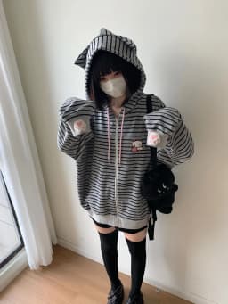 NiceMix Cutecore Jirai Kei Cat Ear Cute Oversized Hoodie Women Y2k Kawaii Zip Up Harajuku Худи Кофта