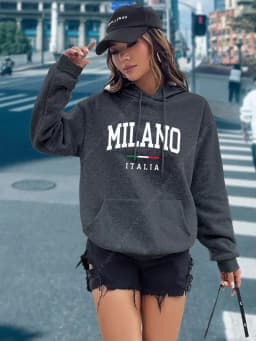 MILANO Hoodies for Women Clothes Aesthetic Tops High quality Fashion Street Sweatshirts Fashion Y2K Ladies Pullover Hoodie Pink