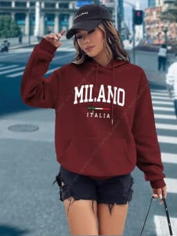 MILANO Hoodies for Women Clothes Aesthetic Tops High quality Fashion Street Sweatshirts Fashion Y2K Ladies Pullover Hoodie Pink