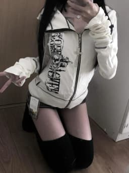 Harajuku Y2k Gothic Hooded Coat Women 2026 Spring New Casual All-match Jackets Subcultural Japanese Black Tops Mujer Sweatshirt