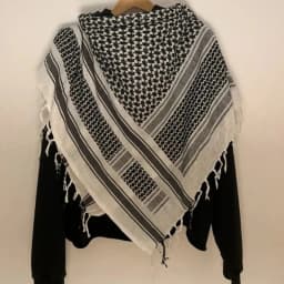 Arab Style Aesthetic Plaid Contrast Scarf Decorative Hoodie Autumn Winter Long Sleeved Letter Printing Loose Street Fashion Coat