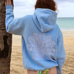 Preppy Oversized Graphic Hoodies for Women Teen Girls Long Sleeve Pullover Embroidery Hibiscus Sweatshirt Coastal Palm Tree Tops