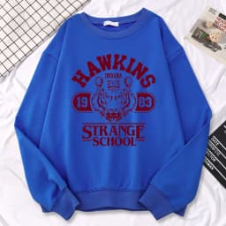 Casual Street Womens Sweatshirt Hawkins High School Indiana 1983 Printing Hoodies Loose Crewneck Pullovers Warm Fleece Clothes