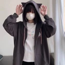 Japanese Cartoon Embroidery Y2k Aesthetics Hoodies Women Zipper Oversized Jackets 2025 Autumn Drawstring Casual Sweatshirt Tops