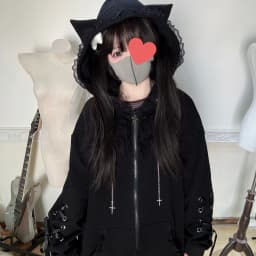 Subculture Japanese Retro Long Sleeve Hoodie Cat Ears Lace Decoration Women Casual Sweatshirt Gothic Y2K Harajuku Autumn Coat