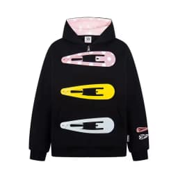 Womens Oversized Zip Up Hoodie Colorful Giant Hair Clip Barrette Pink Black Grey Long Sleeve Cropped Sweatshirt Hooded Jacket