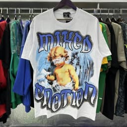 2026 NEW RMIXED EMOTION Rhinestone Shirt Streetwear Cotton Loose Round Neck Top Tees Oversized Tee Top Trendy