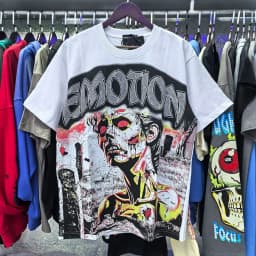 2026 NEW RMIXED EMOTION Rhinestone Shirt Streetwear Cotton Loose Round Neck Top Tees Oversized Tee Top Trendy
