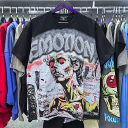 2026 NEW RMIXED EMOTION Rhinestone Shirt Streetwear Cotton Loose Round Neck Top Tees Oversized Tee Top Trendy