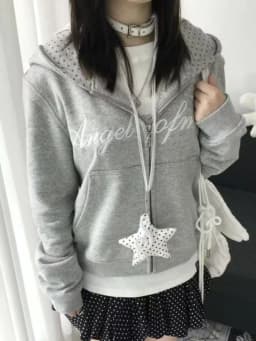 American Vintage Star Print Cardigan Y2k Streetwear Slim Zipper Sweatshirt Autumn Stand Up Collar Design Fashion Cropped Jacket
