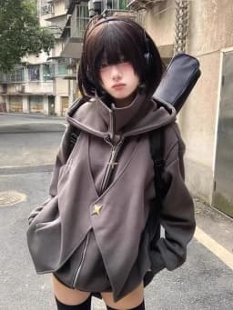 Fake Two Pieces Vintage Loose Zipper Sweatshirts Women Casual Streetwear Grunge Coats Y2k Aesthetic Oversized Stand Neck Hoodies