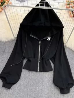 Y2k American Vintage Zip Up Hoodies 2000s Long Sleeve Subculture Hooded Sweatshirt Hot Girl Letter Short Slim Autumn Coat Chic