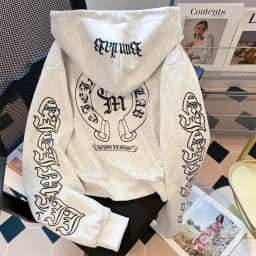Street Style Gothic Letter Print Short Cardigan Sweatshirt Women's Autumn Retro Spicy Long Sleeve Top Coat Korean Version