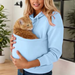 Cat Lovers Hoodies Pouch Dog Pet Hoodies For Women Casual Kangaroo Pocket Pullovers Solid Color Hooded Sweatshirt With Pockets