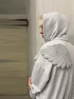 Angel Wing Embroidered Hoodie Pullover Women Sweatshirt Wing Decoration Tops Back Spring Y2k Street Harajuku Loose Pullover