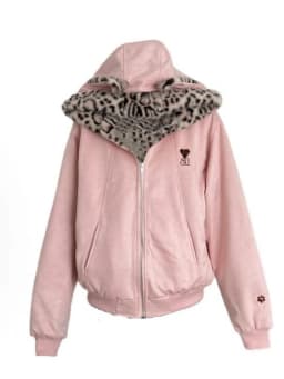 Y2k Aesthetic Leopard Patchwork Hoodies Women Casual Loose Harajuku Zipper Sweatshirt Preppy Style Vintage Gothic Grunge Jackets