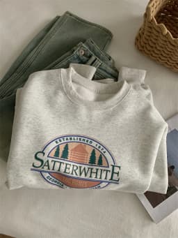 Loose Graphic Sweatshirt Korean Hoodie Women Spring 2024 Printed Round Neck Pullover