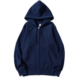 Good Quality Zip Hooded Women And Men Sweatshirt Navy Blue Cotton Casual Street Wear Loose Y2k Spring Autumn Solid Hoodie Jacket
