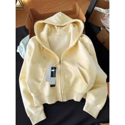 Short Hooded Zip Up Sweatshirt Jacket Women Korean Style Loose Long-sleeved Harajuku Casual Open Front Tops Hoodie Female