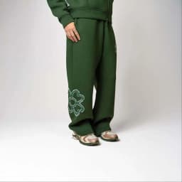 New 2026 Fashion Olive Green Embroidered Zipper Hoodie & Pants Set, Men's Street Style Fashion Loose Casual 2-Piece Sportswear